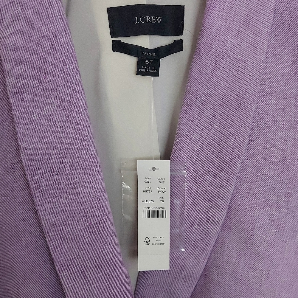J. CREW New Parke Blazer in Stretch Linen - Orchid White TALL - Picture 6 of 10